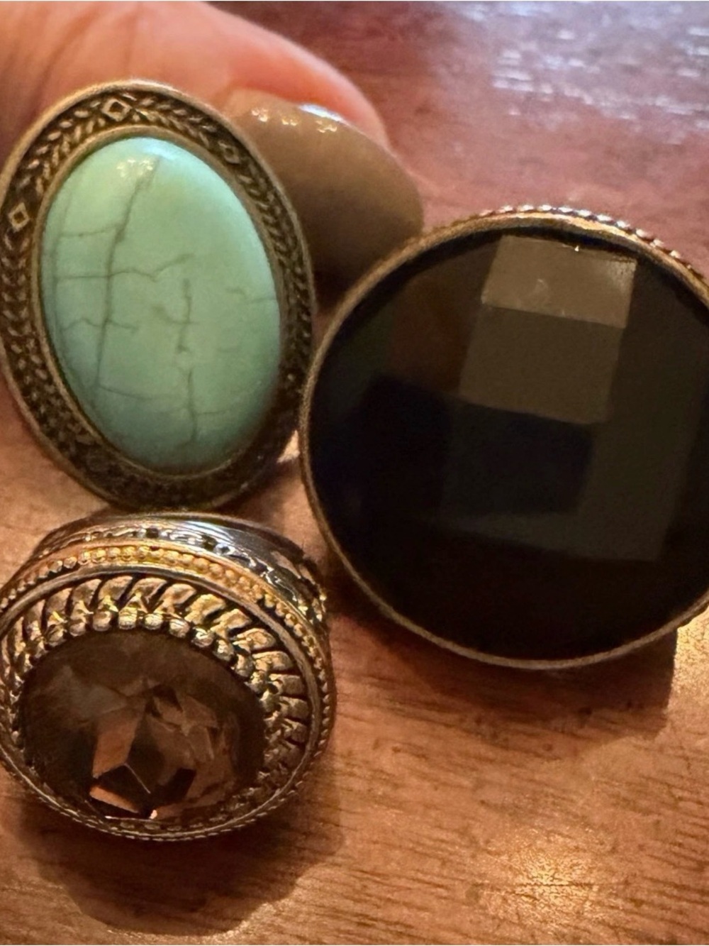 3 Rings from Premier Designs Turquoise Mink Brown & Black Onyx